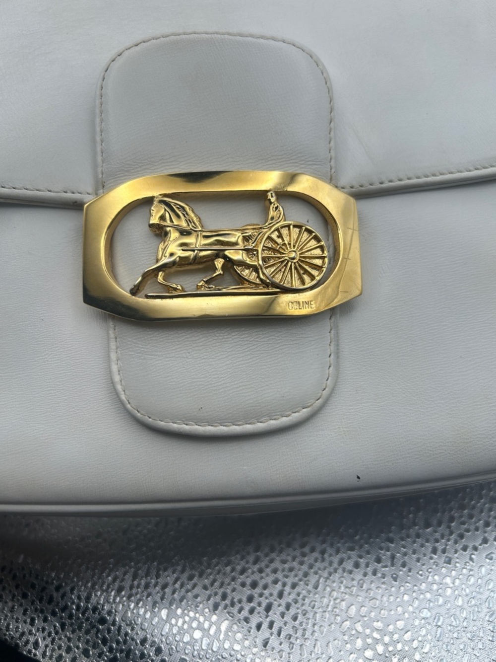 Celine vintage white leather shoulder bag - Picture 3 of 15